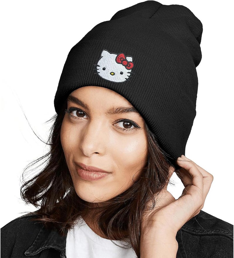 Hurig Kitty Beanie Anime Beanies Red Kitty Knit Hat Cute Kawaii Winter Hats for Girls Gifts Funny Beanie Hat for Women - Image 4